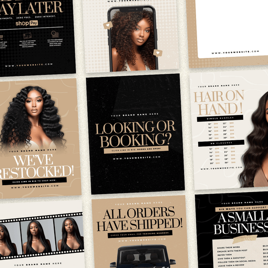 Hair Extensions Brand Canva Templates